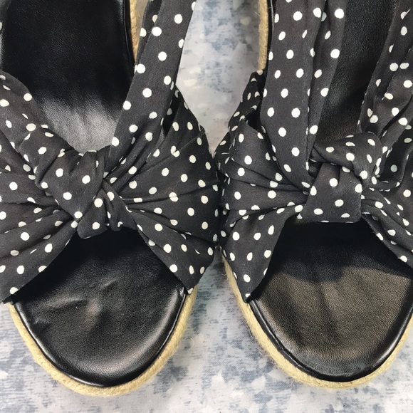 Laura Ashley Kilby Satin Fabric Polka Dot Espadrille Wedges WMS 10B☀️Like NEW☀️ - Picture 10 of 13